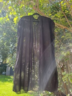 Sheer Black Women's Long Cover-Up  Cardigan "One Size"